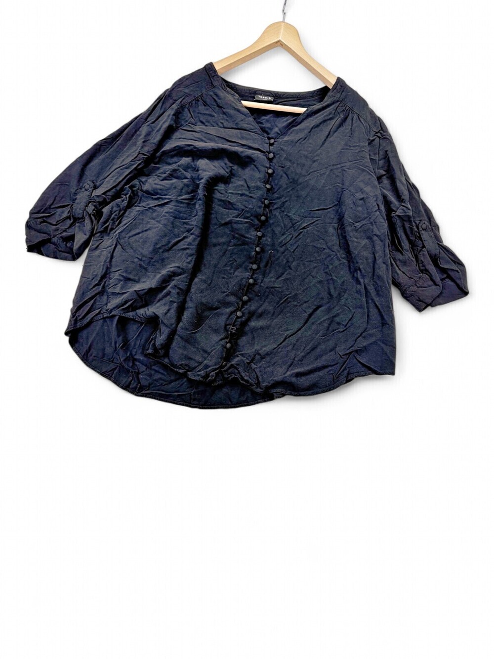 Torrid Button-Front Black Blouse Size 3 (3X) Long Sleeve
